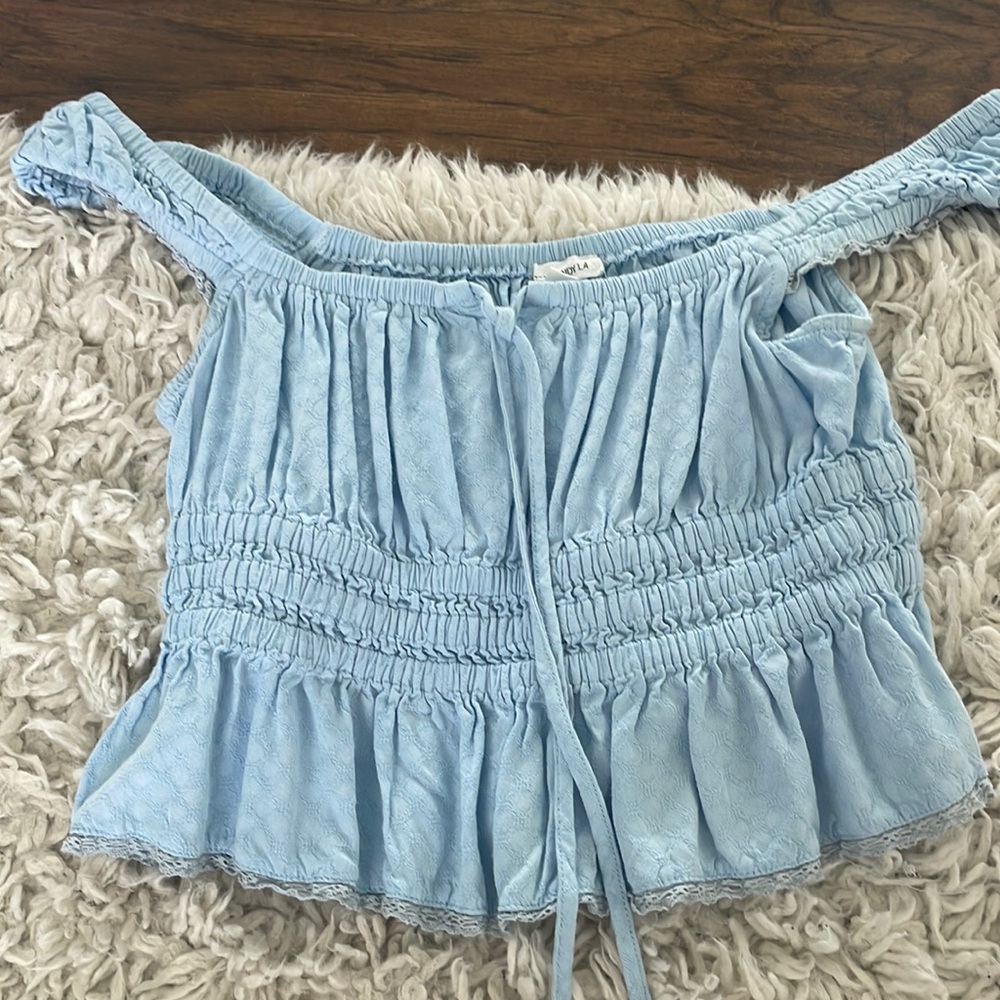 Blue off the shoulder top